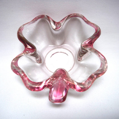 Antique Glass Trinket Tray: THE PINK FOUR LEAF CLOVER!