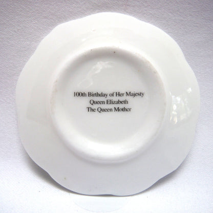 MINIATURE BRITISH ROYALTY COMMEMORATIVE PLATE: 100th Birthday of Her Majesty Queen Elizabeth, The Queen Mother
