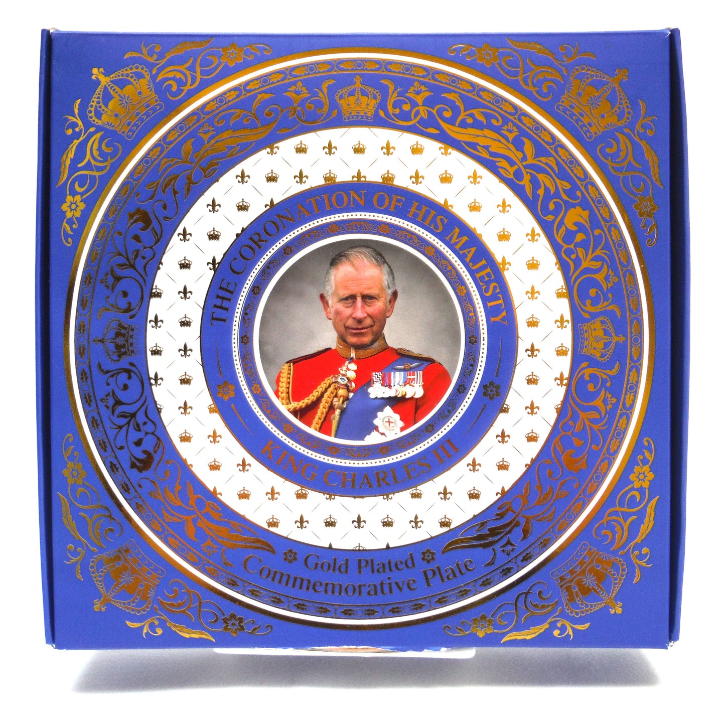 The Coronation of His Majesty King Charles III: 2023 Gold Plated Commemorative Souvenir Plate in Original Box with Stand!