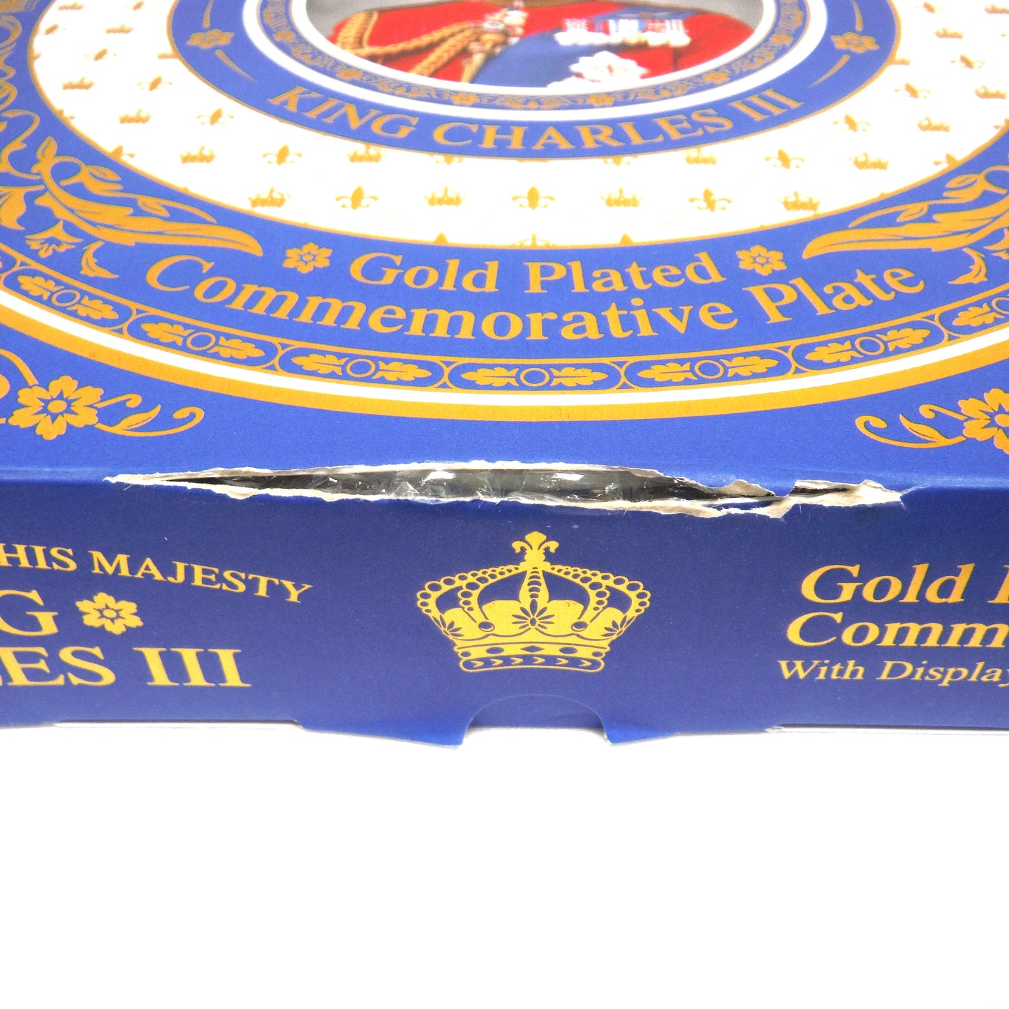 The Coronation of His Majesty King Charles III: 2023 Gold Plated Commemorative Souvenir Plate in Original Box with Stand!