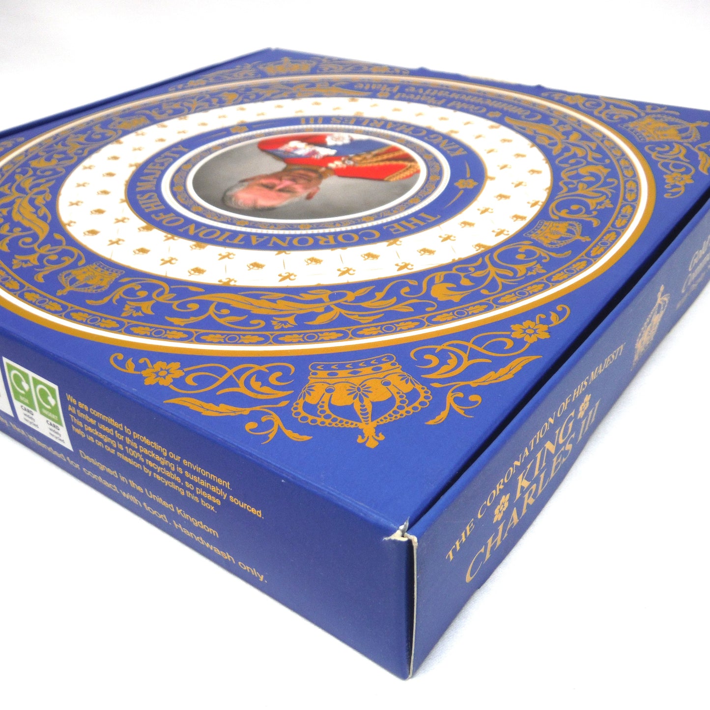 The Coronation of His Majesty King Charles III: 2023 Gold Plated Commemorative Souvenir Plate in Original Box with Stand!