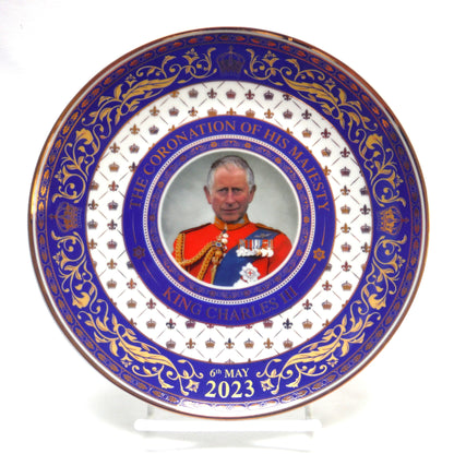 The Coronation of His Majesty King Charles III: 2023 Gold Plated Commemorative Souvenir Plate in Original Box with Stand!