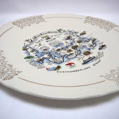 Vintage Souvenir Plate 9.5 inch-wide in 22kt Gold Celebrating: PRINCE EDWARD ISLAND, CANADA