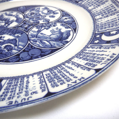 1929 Antique Decorative Calendar Plate by WOODS BURSLEM of ENGLAND: Gold Imprinted for Symonds' Hardware, Richard, Saskatchewan