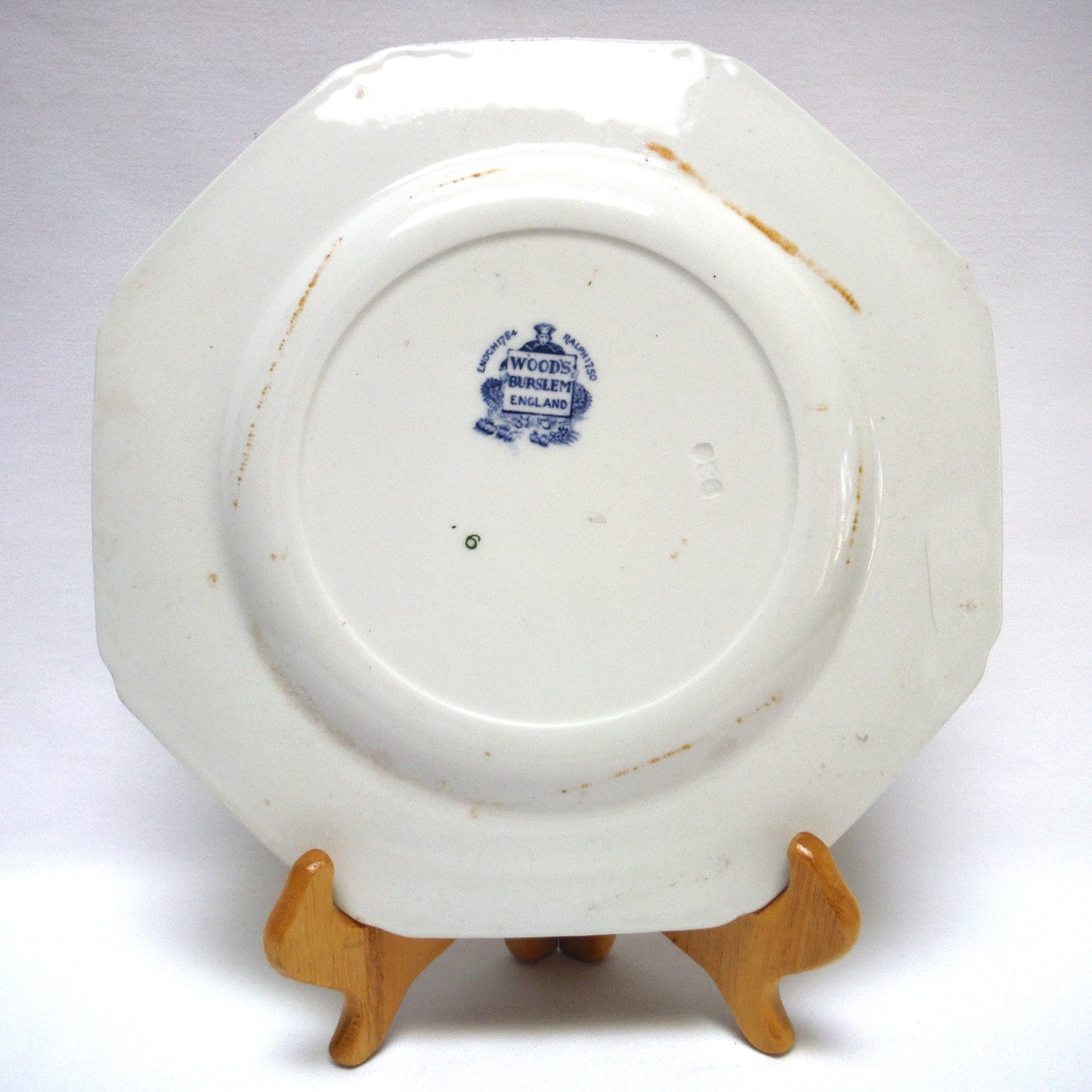 1931 Antique Decorative Calendar Plate by WOODS BURSLEM of ENGLAND: Gold Imprinted for Dion Bros. of Cut Knife, Saskatchewan