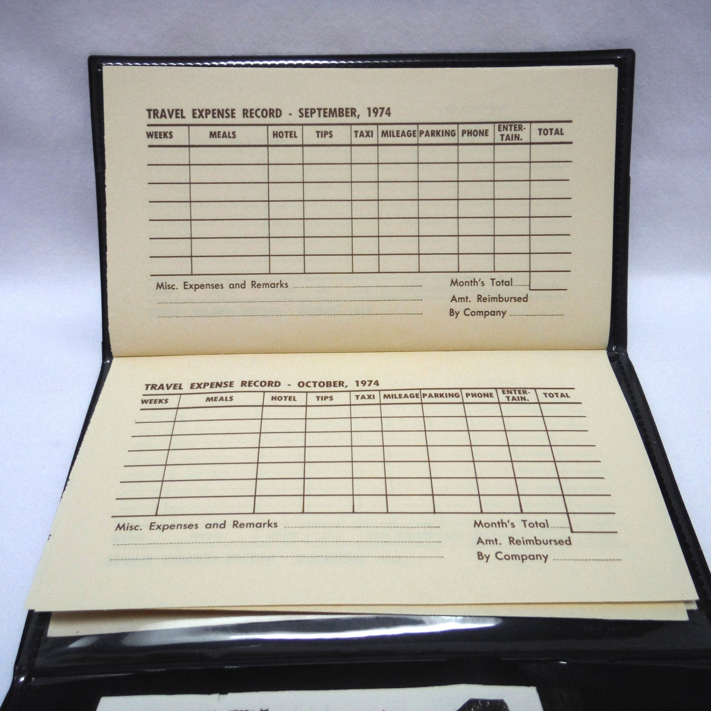 1970's Tri-Fold Black Vinyl Automotive Pocket Calendar: 'GM PARTS MANAGERS ARE TOPS IN THE VANCOUVER ZONE'