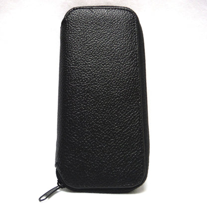 VINTAGE BRITISH POCKET COIN HOLDER, Black Leather Zippered Mint Condition