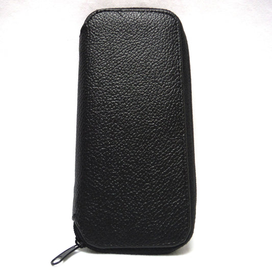 VINTAGE BRITISH POCKET COIN HOLDER, Black Leather Zippered Mint Condition