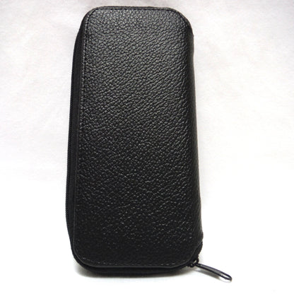 VINTAGE BRITISH POCKET COIN HOLDER, Black Leather Zippered Mint Condition