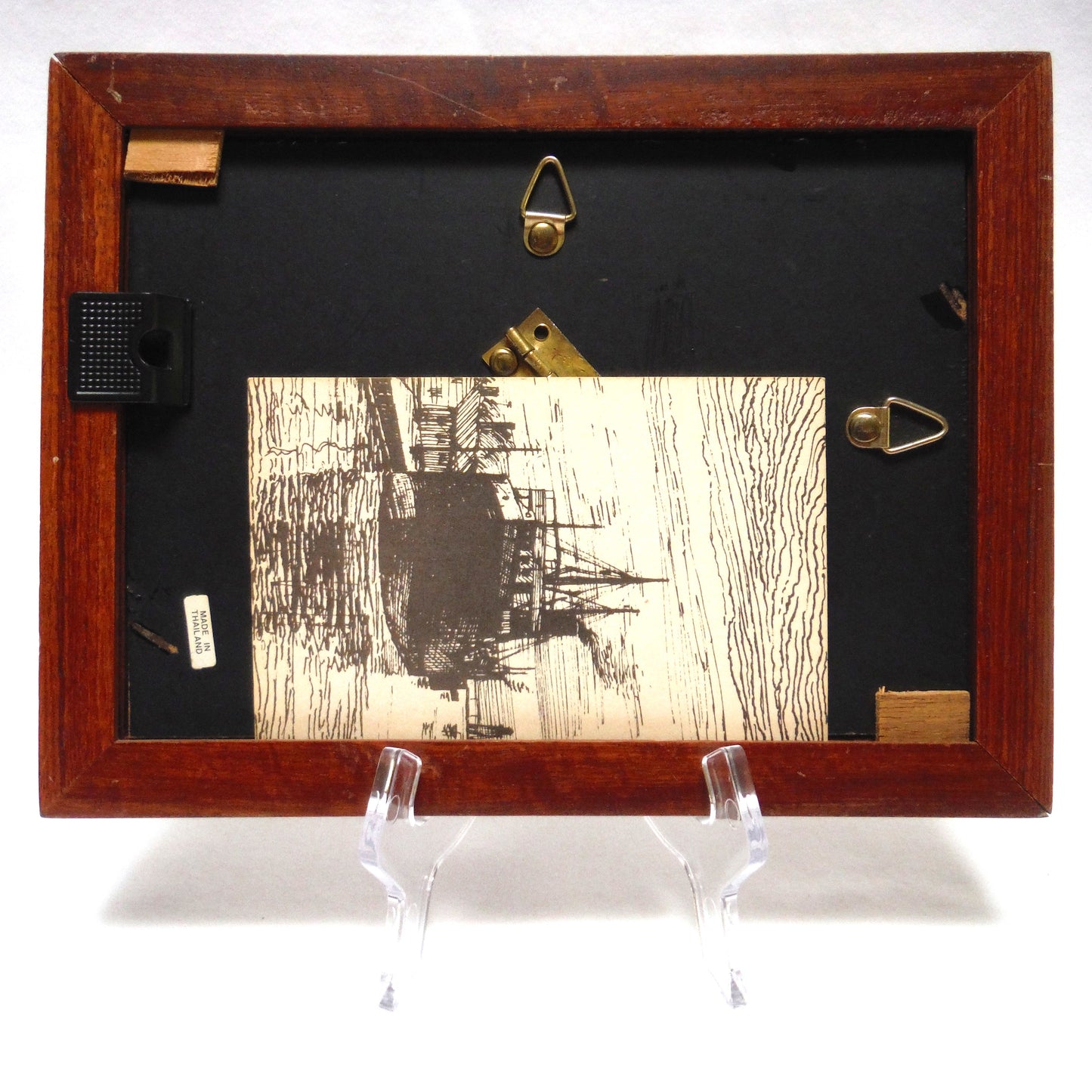 1956 Mid-Century B&W Sepia-Toned Wood Framed Photograph: 'FOUR ORCA KILLER WHALES'