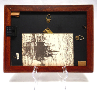 1956 Mid-Century B&W Sepia-Toned Wood Framed Photograph: 'FOUR ORCA KILLER WHALES'