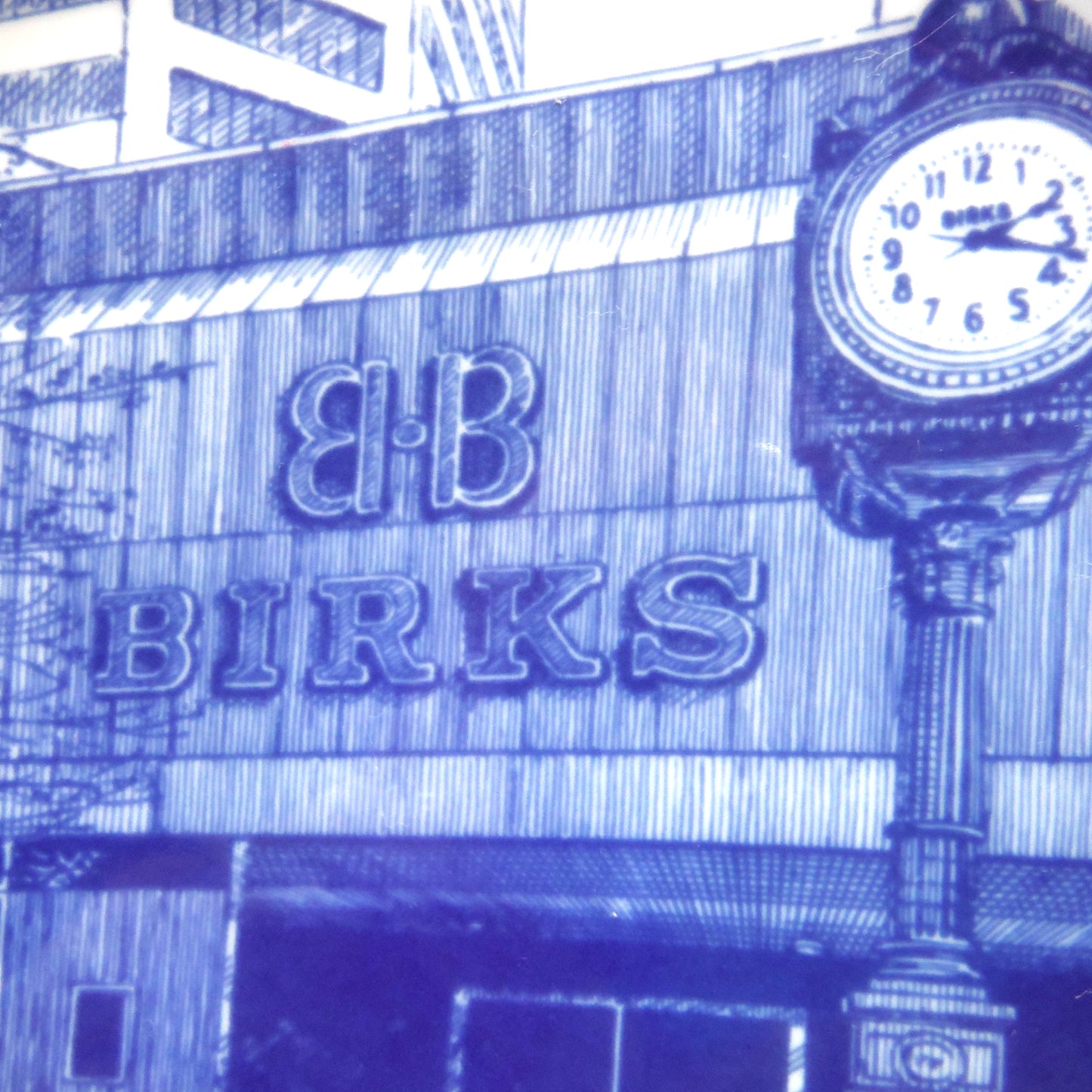 RARE VINTAGE 1970's BIRKS JEWELLERS SOUVENIR PLATE: 'Birks Clock Vancouver Centre, by Millhouse of Denmark'