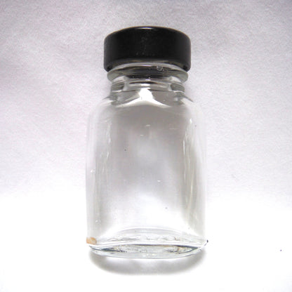 Antique Early Century Medical Style Pill Glass Jar, with Original Black Screw-Top Lid