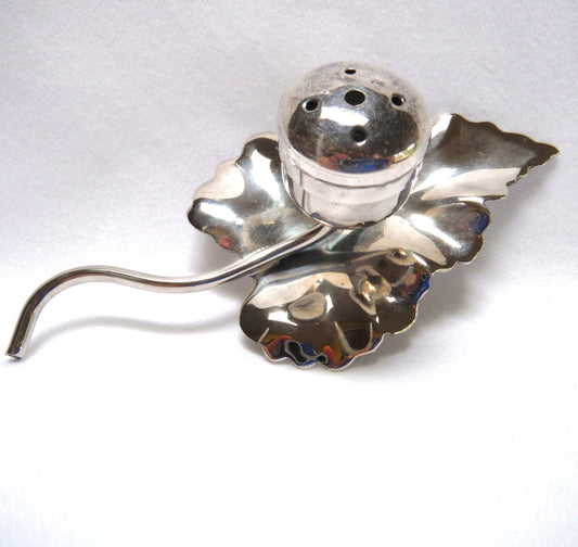 Vintage Leaf and Radish Shaped Salt or Pepper Shaker:  Silver Plated on Brass from England