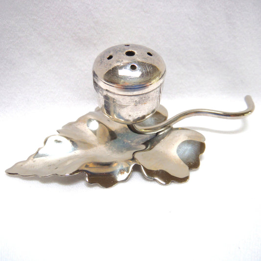 Vintage Leaf and Radish Shaped Salt or Pepper Shaker:  Silver Plated on Brass from England