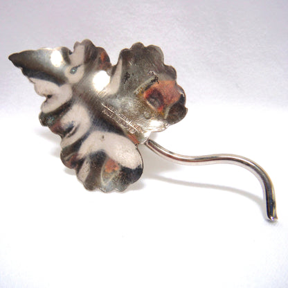 Vintage Leaf and Radish Shaped Salt or Pepper Shaker:  Silver Plated on Brass from England
