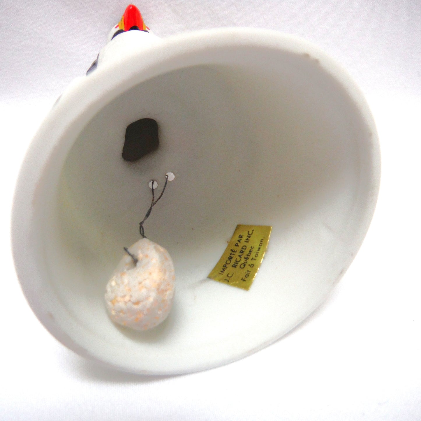 VINTAGE SOUVENIR POTTERY PUFFIN BELL, Celebrating Isle de la Madeleine, Quebec