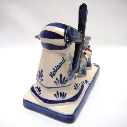 DELFT Blue Holland Figurine Statue: Dutch Windmill and Pair of Clogs on a Sturdy Stand