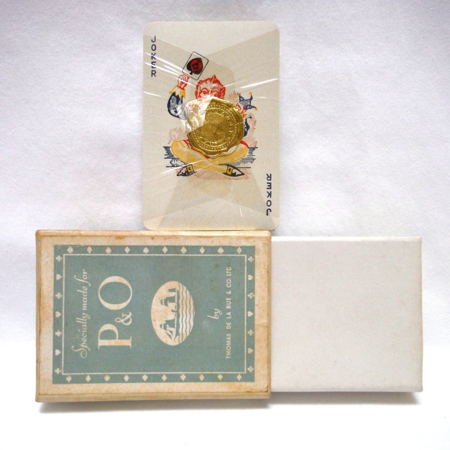 ANTIQUE DECK OF CARDS by Thomas de la Rue Company in Original Double Slipcase: P&O British Freight and Cruise Line!