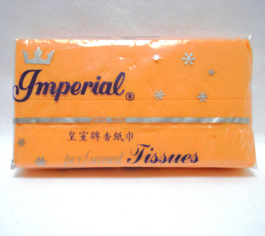 1950's VINTAGE POCKET TISSUE PACK: Perfumed Orange Tissues by IMPERIAL 10-2 ply finest quality by Luen Hing Hong