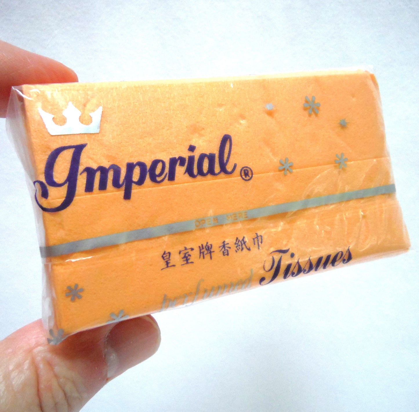 1950's VINTAGE POCKET TISSUE PACK: Perfumed Orange Tissues by IMPERIAL 10-2 ply finest quality by Luen Hing Hong
