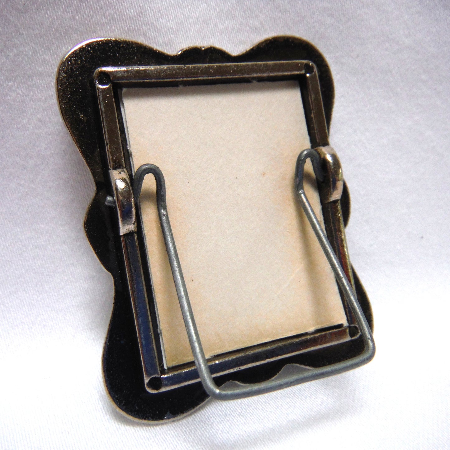 Vintage Set of THREE MINIATURE PHOTO FRAMES in Original Vinyl Pouch: Silver and Black Metal with stand, RARE Made in the U.S.A!