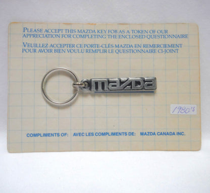 ULTRA RARE 1980's MAZDA LOGO KEY CHAIN RING: Still Factory Shrink-Wrapped Brand New Old Stock!
