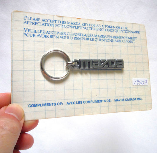 ULTRA RARE 1980's MAZDA LOGO KEY CHAIN RING: Still Factory Shrink-Wrapped Brand New Old Stock!