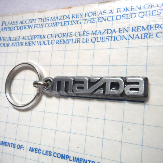 ULTRA RARE 1980's MAZDA LOGO KEY CHAIN RING: Still Factory Shrink-Wrapped Brand New Old Stock!