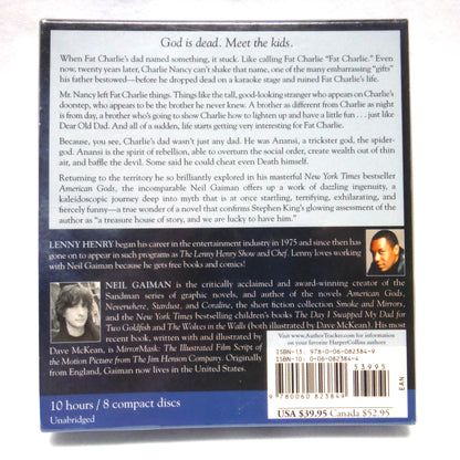 ANANSI BOYS, SET of 8 Compact Disks by Harper Audio: A Novel by Neil Gaiman, Audiobook performed  by Lenny Henry in 2005