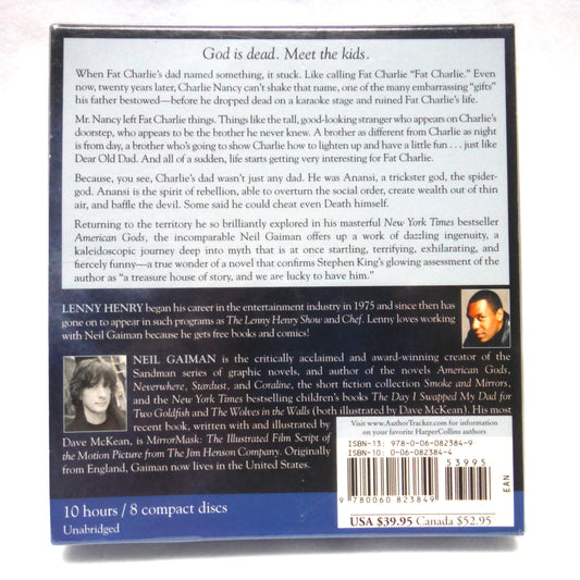 ANANSI BOYS, SET of 8 Compact Disks by Harper Audio: A Novel by Neil Gaiman, Audiobook performed  by Lenny Henry in 2005