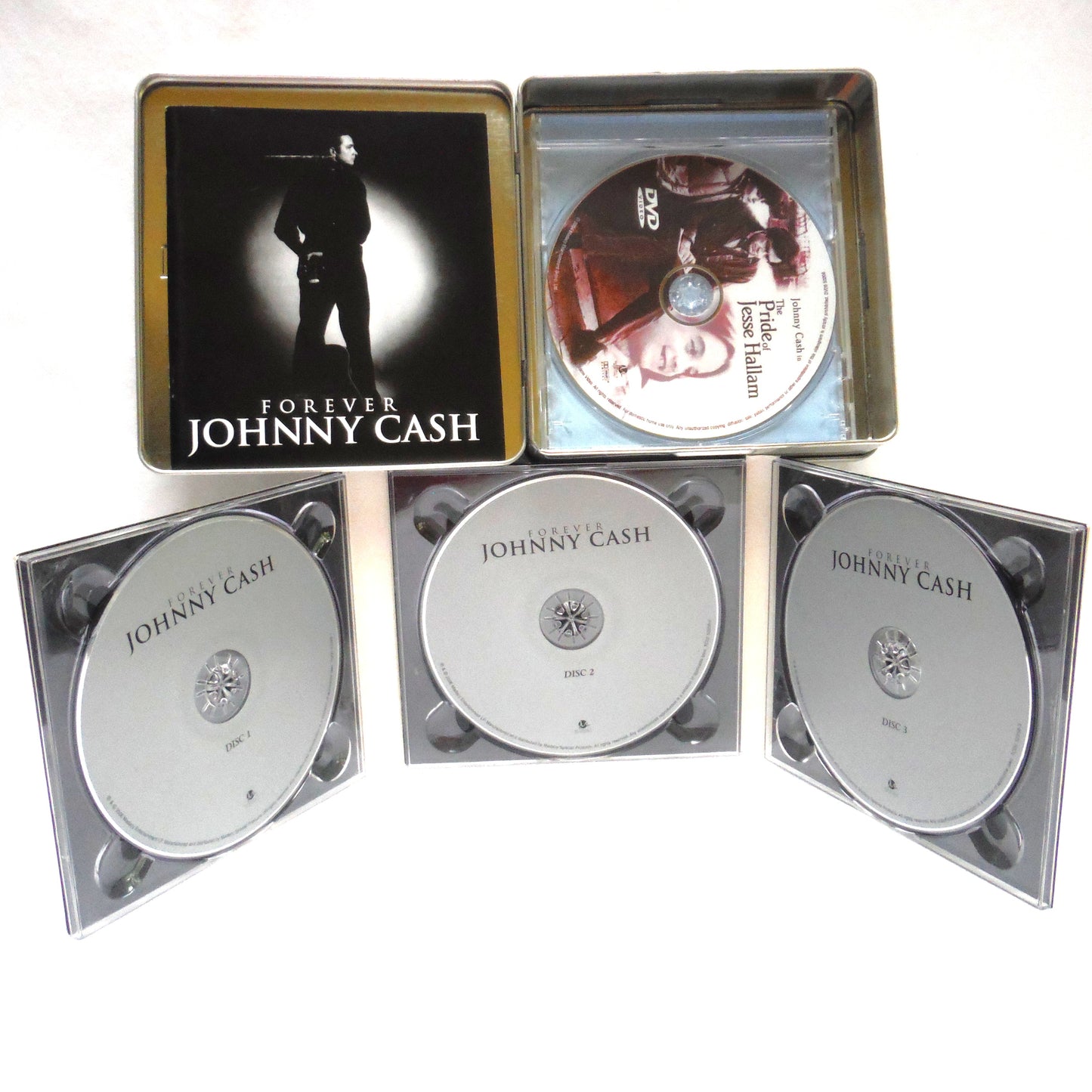 FOREVER JOHNNY CASH: The 3 CD's Tin Box Gift Pack, with Booklet and Bonus DVD The Pride Of Jesse Hallam