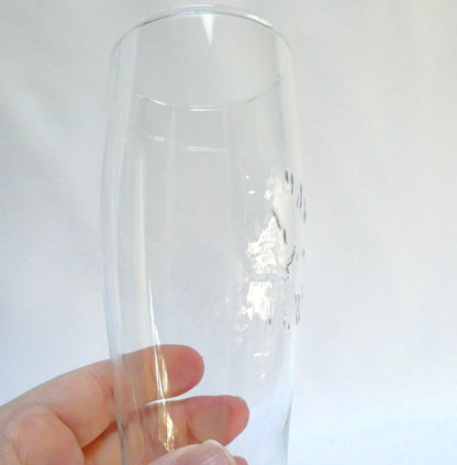 SLEEMAN BREWERY TALL CLEAR GLASS BEER STEIN WITH ETCHED LOGO