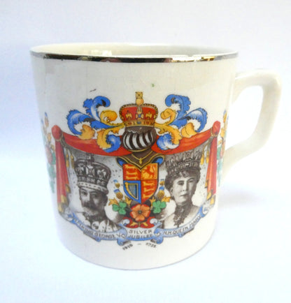 ANTIQUE COMMEMORATIVE ROYAL MUG: Celebrating The 1935 Silver Jubilee of KING GEORGE V AND QUEEN MARY
