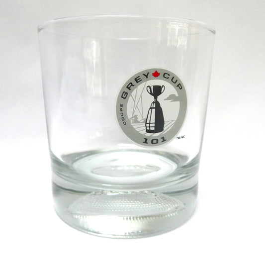 GIBSON'S FINEST CANADIAN WHISKY GLASS TUMBLER: Featuring the CFL Coupe Grey Cup 101 Logo