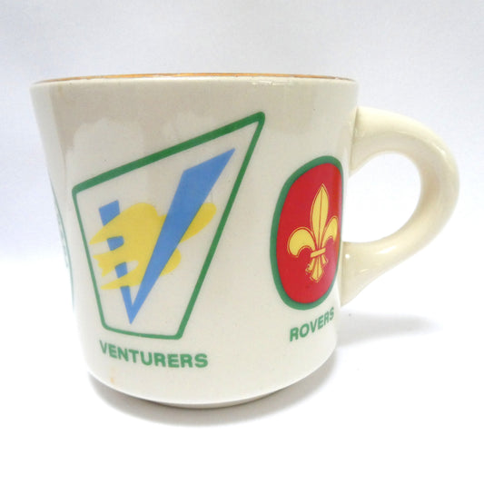 VINTAGE 1960's BOY SCOUTS OF CANADA LOGO BRANDED GOLD-RIMMED COFFEE MUG