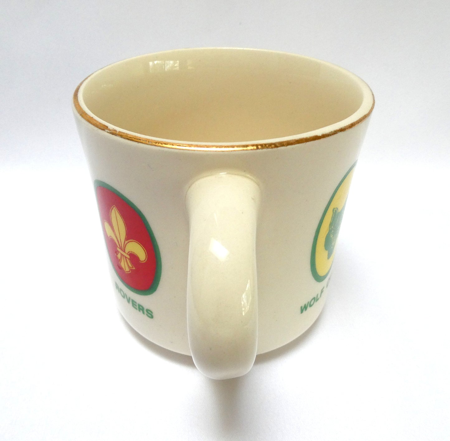 VINTAGE 1960's BOY SCOUTS OF CANADA LOGO BRANDED GOLD-RIMMED COFFEE MUG