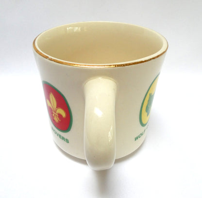 VINTAGE 1960's BOY SCOUTS OF CANADA LOGO BRANDED GOLD-RIMMED COFFEE MUG