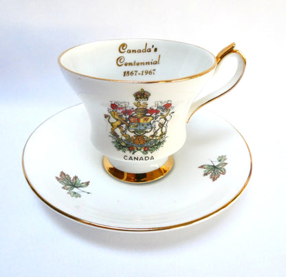 Collectible 1967 Tea Cup & Matching Saucer: CANADA'S CENTENNIAL 1867-1967 by Windsor of England