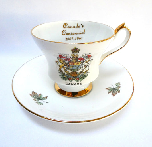 Collectible 1967 Tea Cup & Matching Saucer: CANADA'S CENTENNIAL 1867-1967 by Windsor of England