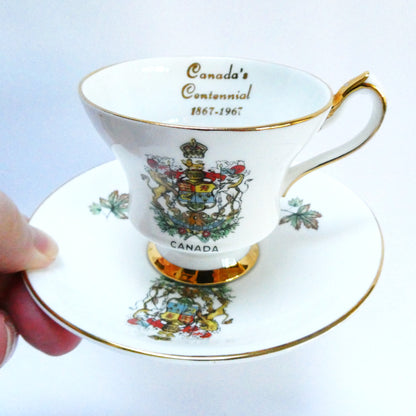 Collectible 1967 Tea Cup & Matching Saucer: CANADA'S CENTENNIAL 1867-1967 by Windsor of England