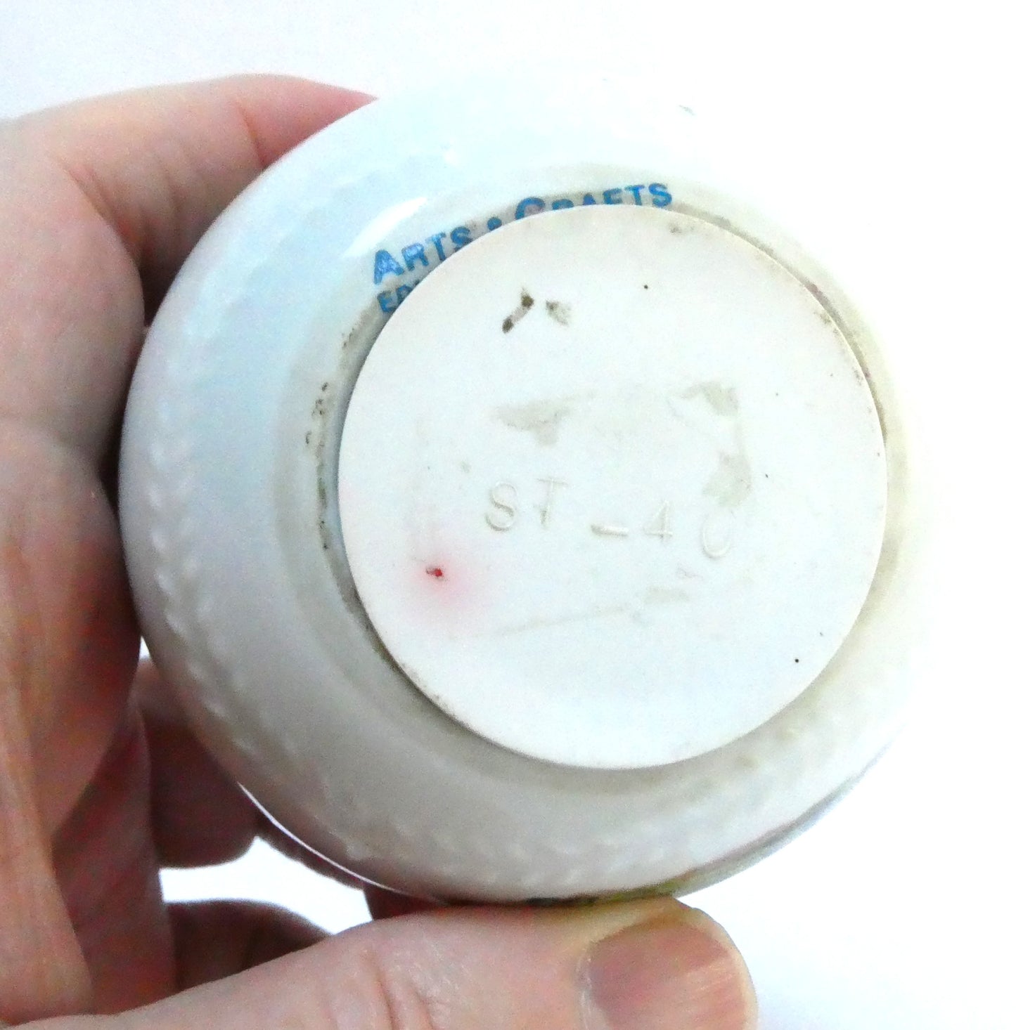 Vintage Ceramic White Baseball-Styled MEDICINE HAT MONEY BANK: Featuring The Royal Canadian Mounted Police (RCMP)
