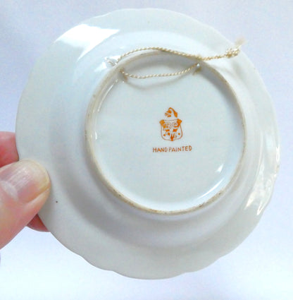 1950's Canadian Miniature Souvenir Plate or Trinket Dish: Featuring The Royal Canadian Mounted Police (RCMP) Handpainted by BCM