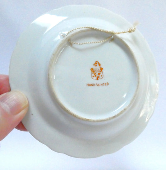 1950's Canadian Miniature Souvenir Plate or Trinket Dish: Featuring The Royal Canadian Mounted Police (RCMP) Handpainted by BCM
