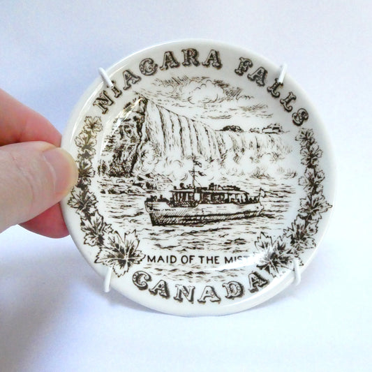 Vintage Miniature Wall Plate Featuring NIAGARA FALLS and THE MAID OF THE MIST, by Wood & Sons English Ironstone of England