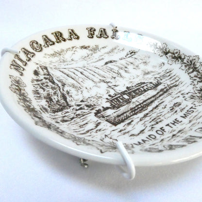 Vintage Miniature Wall Plate Featuring NIAGARA FALLS and THE MAID OF THE MIST, by Wood & Sons English Ironstone of England