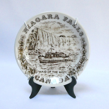 Vintage Miniature Wall Plate Featuring NIAGARA FALLS and THE MAID OF THE MIST, by Wood & Sons English Ironstone of England