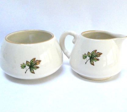 Vintage Ceramic Cream and Sugar Bowl by Sandland of England: CANADIAN NOVA SCOTIA TARTAN AND CREST PATTERN
