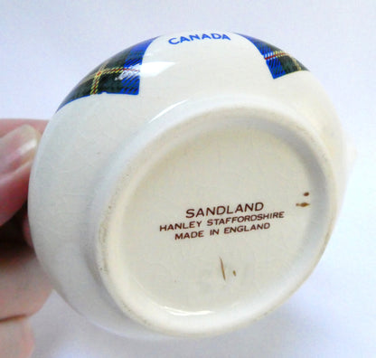 Vintage Ceramic Cream and Sugar Bowl by Sandland of England: CANADIAN NOVA SCOTIA TARTAN AND CREST PATTERN