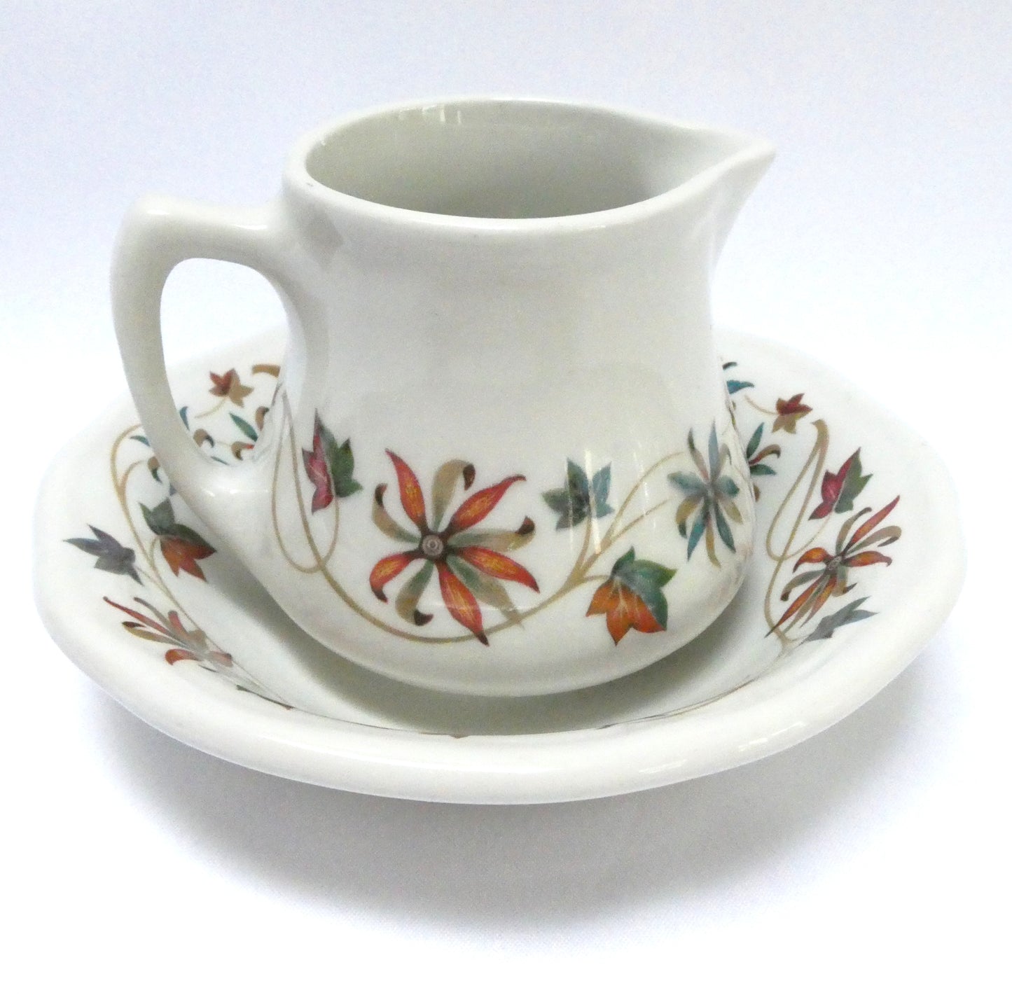 VINTAGE DURALINE GRINDLEY HOTELWARE FLORAL PATTERNED CREAMER AND BOWL SET